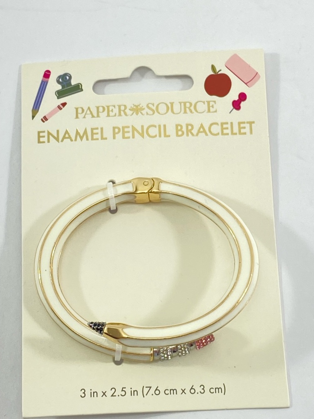PAPER SOURCE White Enamel Pencil Bracelet With Gold Detail (3 in x2.5 in) NWT